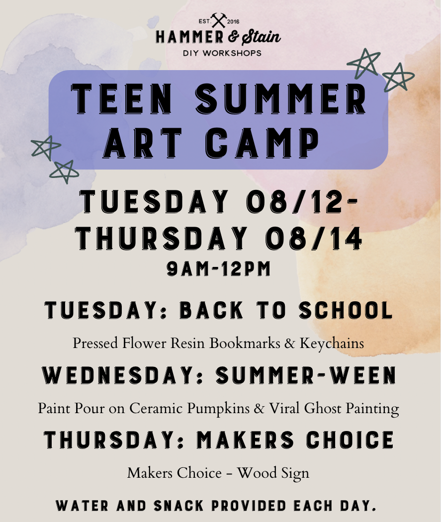 08/12- 08/14 - Teen Camp 3 Day Session - 9am-12pm